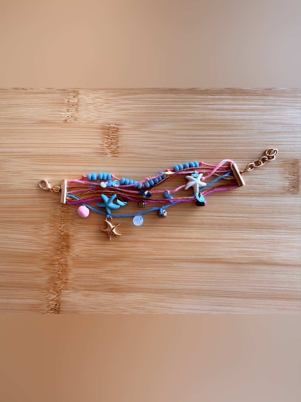 Handmade boho multi strand adjustable beaded summer charm bracelet Treasure Hunt
